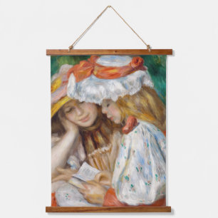 Pierre-Auguste Renoir - Zwei Girls Reading Wandteppich Mit Holzrahmen