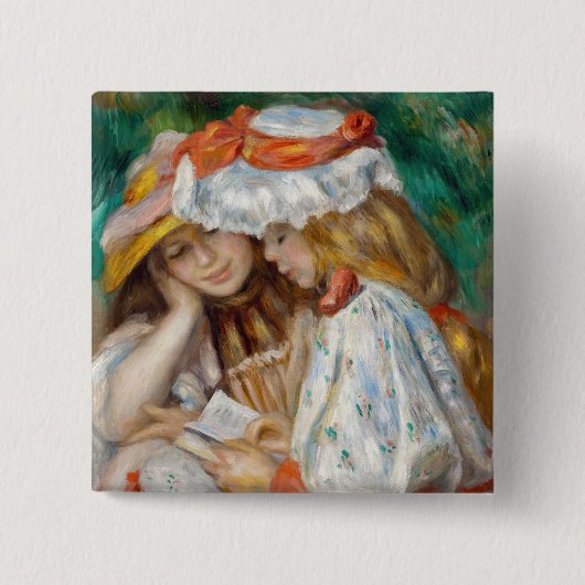 Pierre-Auguste Renoir - Zwei Mädchen lesen Button (Vorderseite)
