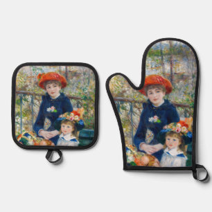 Pierre-Auguste Renoir - Zwei Schwestern auf der Te Ofenhandschuh & Topflappen-Set