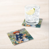 Pierre-Auguste Renoir - Zwei Schwestern auf der Te Rechteckiger Pappuntersetzer (Vor Ort)