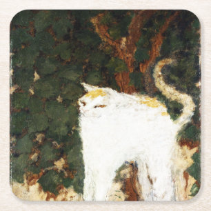 Pierre Bonnard, Die weiße Katze, 1894 Rechteckiger Pappuntersetzer