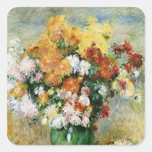 Pierre ein Renoir | Blumenstrauß der Chrysanthemen Quadratischer Aufkleber (Vorderseite)