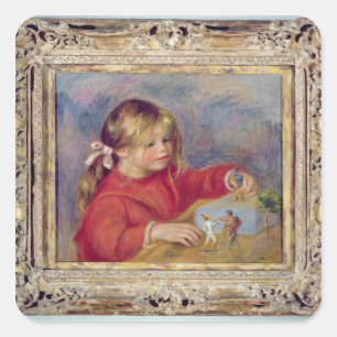 Pierre ein Renoir Claude Renoir am Spiel Quadratischer Aufkleber