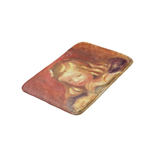 Pierre ein Renoir | Coco am Tisch Badematte (Schrägansicht)