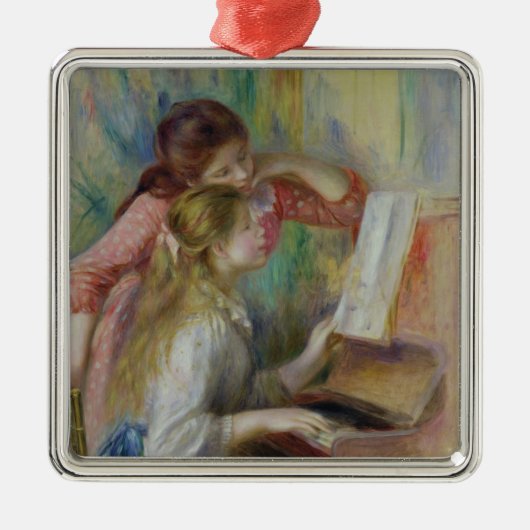 Pierre ein Renoir | junge Mädchen am Klavier Silbernes Ornament (Vorne)