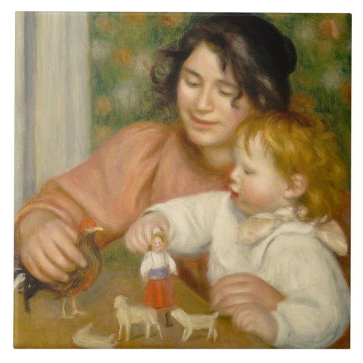 Pierre ein Renoir | Kind mit Spielwaren Fliese (Vorderseite)