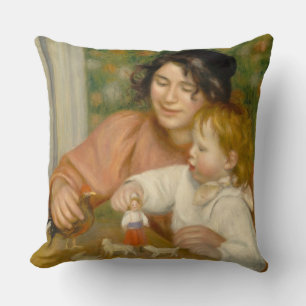 Pierre ein Renoir Kind mit Spielwaren Kissen