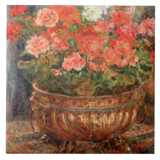 Pierre ein Renoir | Pelargonien in einem kupfernen Fliese (Vorderseite)