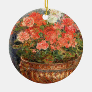 Pierre ein Renoir Pelargonien in einem kupfernen Keramikornament