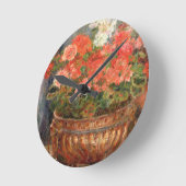 Pierre ein Renoir | Pelargonien in einem kupfernen Runde Wanduhr (Winkel)