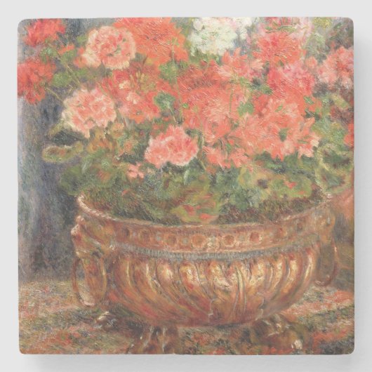 Pierre ein Renoir | Pelargonien in einem kupfernen Steinuntersetzer (Vorderseite)