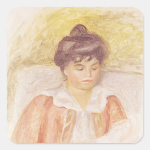 Pierre ein Renoir   Porträt von Madame Albert Quadratischer Aufkleber