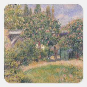 Pierre eine Renoir   Eisenbahnbrücke bei Chatou Quadratischer Aufkleber