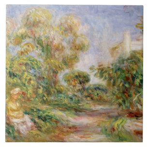 Pierre eine Renoir   Frau in einer Landschaft Fliese