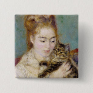 Pierre eine Renoir   Frau mit einer Katze Button