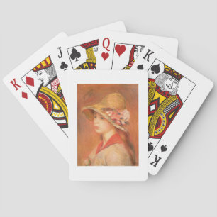 Pierre eine Renoir   junge Frau in einem Hut Spielkarten