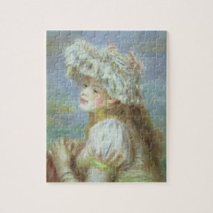 Pierre eine Renoir   junge Frau in einem Spitzehut Puzzle