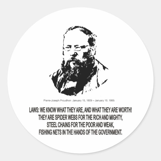 Pierre-Joseph Proudhon Runder Aufkleber (Vorderseite)