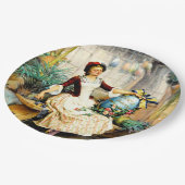 Pierre Outin - Ostereier, Kunstmalerei Pappteller (Schrägansicht)