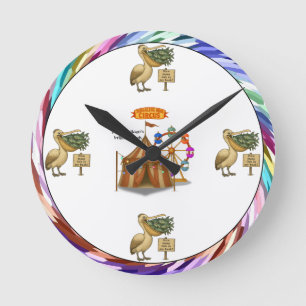 Pierre Pelikans brillanter Schnabel Runde Wanduhr
