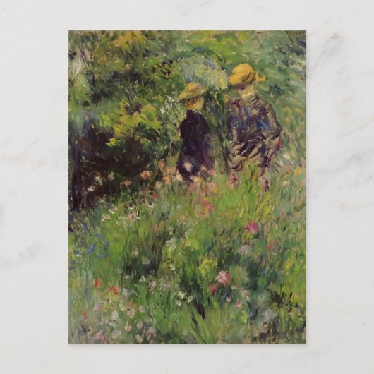 Pierre Renoir - Gespräch im Garten der Rose Postkarte (Vorderseite)