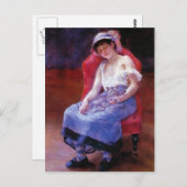 Pierre Renoir- Sleeping Girl (Mädchen mit Katze) Postkarte (Vorne/Hinten)