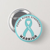 Pierre Robin Syndrom Warrior Ribbon White Button (Vorne & Hinten)