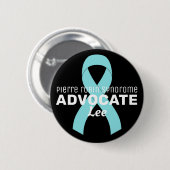 Pierre Robin Syndrome Advocate Ribbon Black Button (Vorne & Hinten)