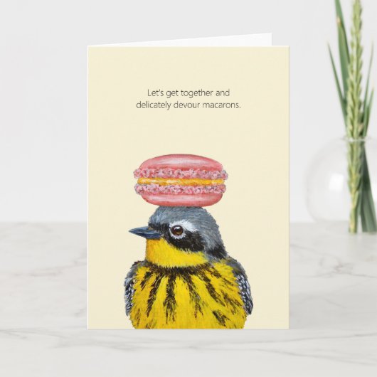 Pierre the warbler with macaron card karte (Vorderseite)