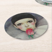 Pierrot 1980er runder pappuntersetzer (Angewinkelt)