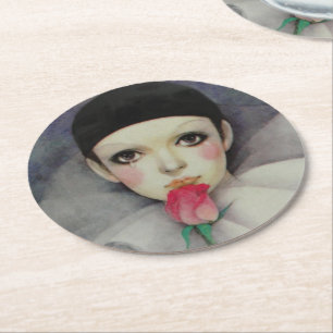 Pierrot 1980er runder pappuntersetzer