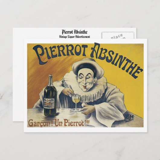 Pierrot Absinthe Postkarte (Vorne/Hinten)