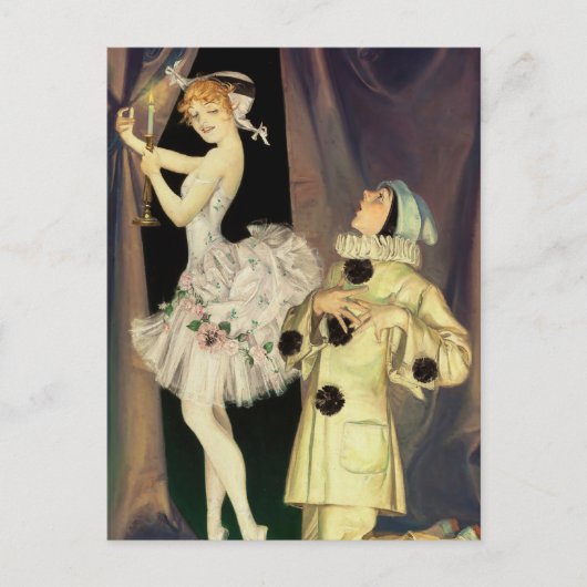 "Pierrot and Columbine" von FX Leyendecker Postkarte (Vorderseite)
