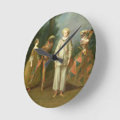 Pierrot and Harlequin Runde Wanduhr (Winkel)