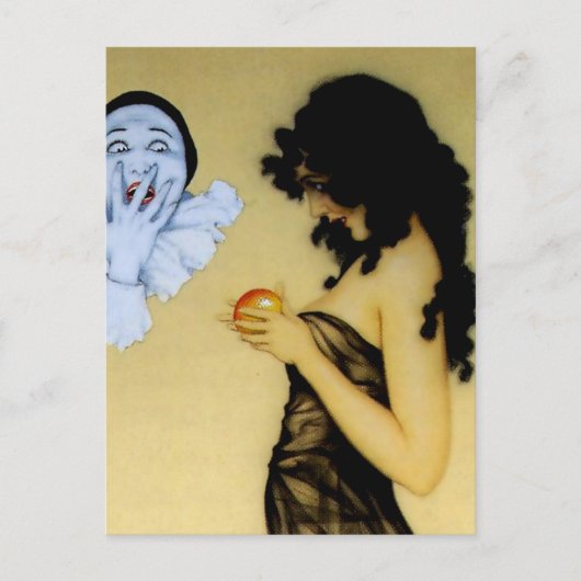 "Pierrot and Temptation" von Raphael Kirchner Postkarte (Vorderseite)