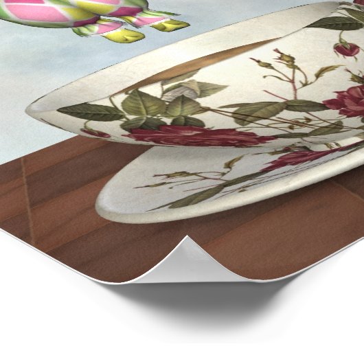 Pierrot Clown Doll springt in einen Teecup Poster (Ecke)