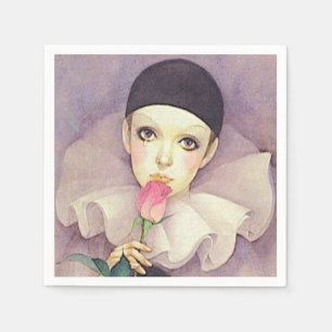 Pierrot Cocktail Napkin aus den 80er Jahren Serviette