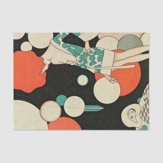 "Pierrot Deflation" Art Deco von Jose Carlos Seidenpapier (Vorderseite)