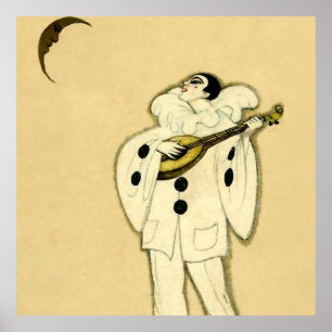 Pierrot huldigt dem zunehmenden Mond von Sophia Ch Poster