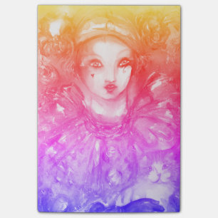 PIERROT MIT CAT/Karneval-Maskerade-Party Post-it Klebezettel