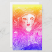 PIERROT MIT CAT / Mardi Gras Masquerade Party Briefpapier (Vorne/Hinten)