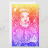 PIERROT MIT CAT / Mardi Gras Masquerade Party Briefpapier (Vorne/Hinten)