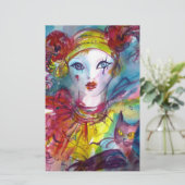 PIERROT MIT CAT / Mardi Gras Masquerade Party Briefpapier (Stehend Vorderseite)