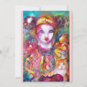 PIERROT MIT CAT / Mardi Gras Masquerade Party Einladung (Vorderseite)