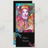 PIERROT MIT CAT / Mardi Gras Masquerade Party Einladung (Vorne/Hinten)