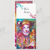 PIERROT MIT CAT / Mardi Gras Masquerade Party Einladung (Vorne/Hinten)