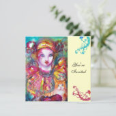 PIERROT MIT CAT / Mardi Gras Masquerade Party Einladung (Stehend Vorderseite)