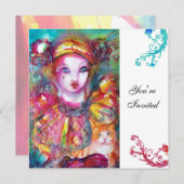 PIERROT MIT CAT / Mardi Gras Masquerade Party Einladung (Vorne/Hinten)