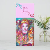 PIERROT MIT CAT / Mardi Gras Masquerade Party Einladung (Stehend Vorderseite)