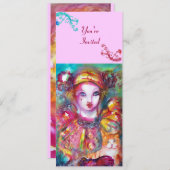 PIERROT MIT CAT / Mardi Gras Masquerade Party Einladung (Vorne/Hinten)